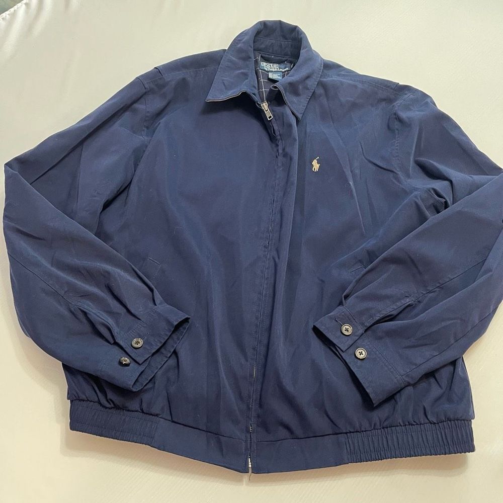 Polo Ralph Lauren Jacket Mens XL Navy Blue Harrington Windbreaker Coat Pony Logo
